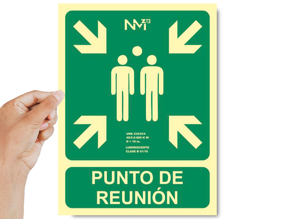 PICTOGRAMA ARCHIVO 2000 PUNTO DE REUNION PVC VERDE LUMINISCENTE 224X300 MM