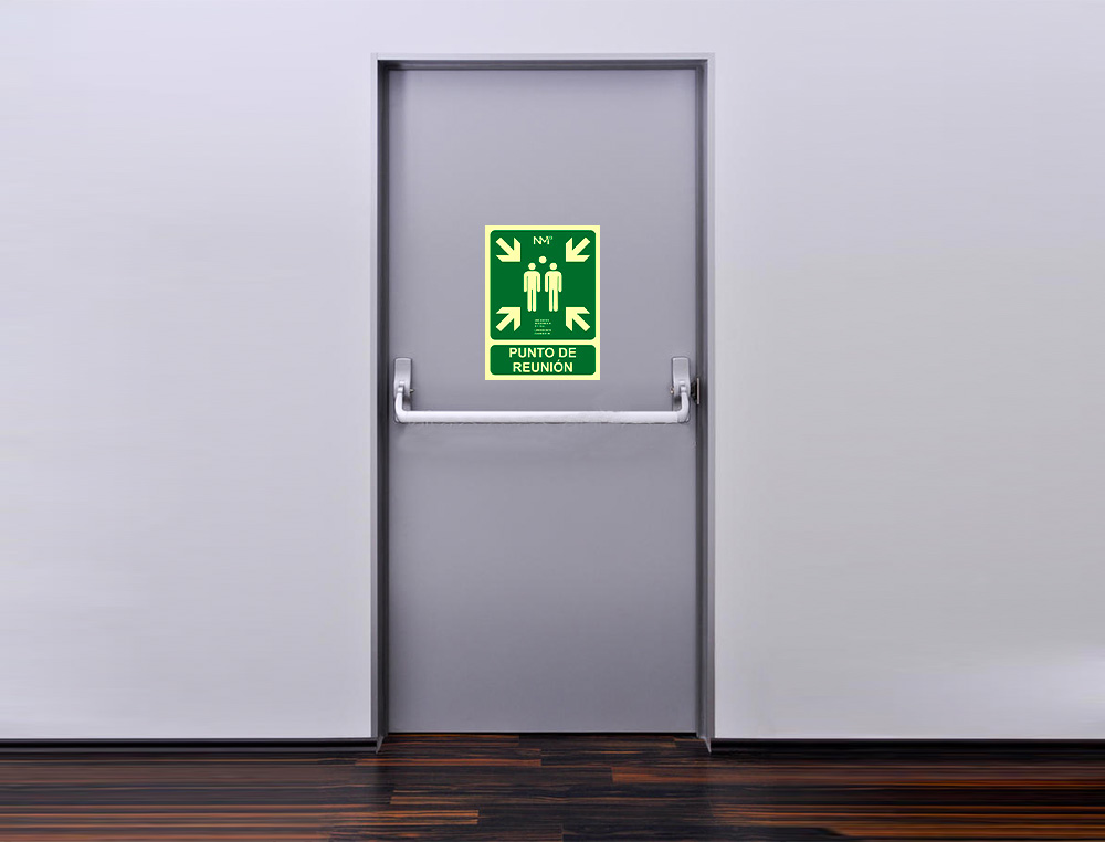 PICTOGRAMA ARCHIVO 2000 PUNTO DE REUNION PVC VERDE LUMINISCENTE 224X300 MM