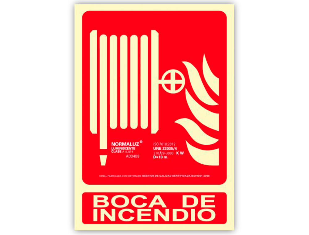 PICTOGRAMA ARCHIVO 2000 BOCA DE INCENDIO PVC ROJO LUMINISCENTE 210X300 MM