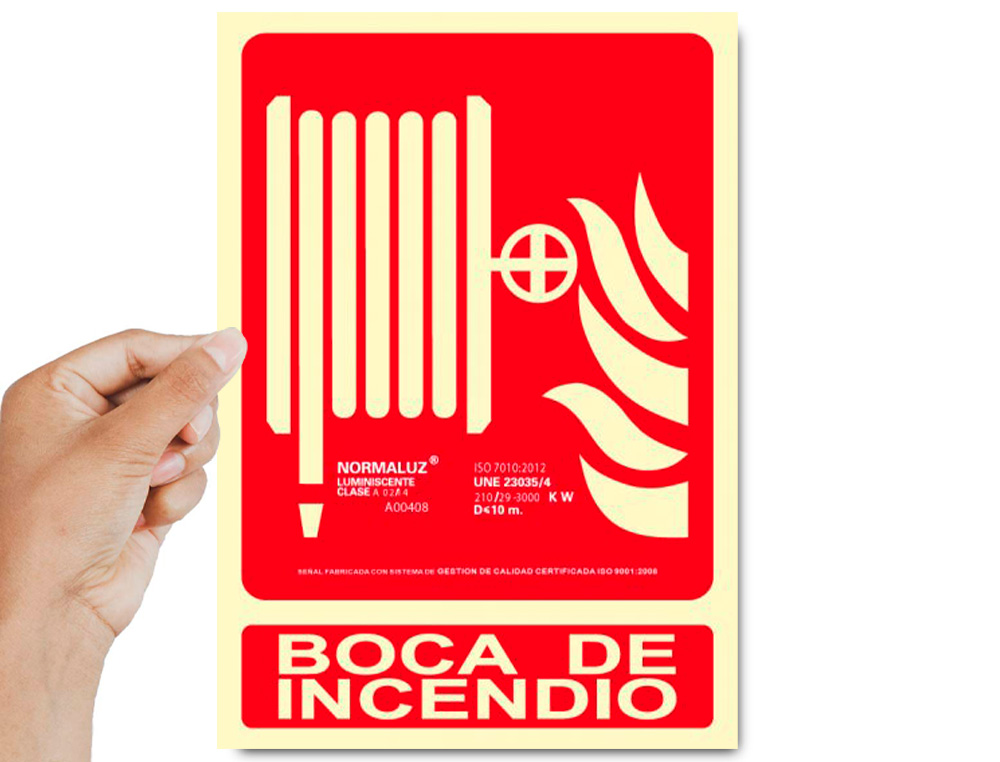 PICTOGRAMA ARCHIVO 2000 BOCA DE INCENDIO PVC ROJO LUMINISCENTE 210X300 MM