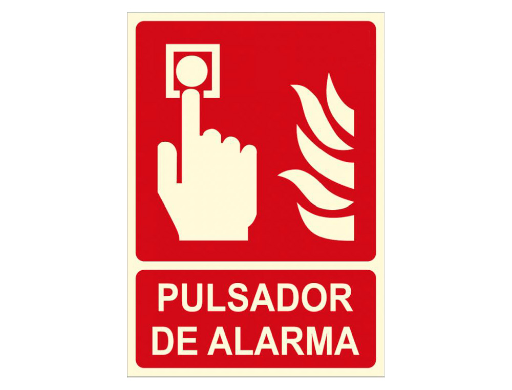 PICTOGRAMA ARCHIVO 2000 PULSADOR DE ALARMA PVC ROJO LUMINISCENTE 210X300 MM
