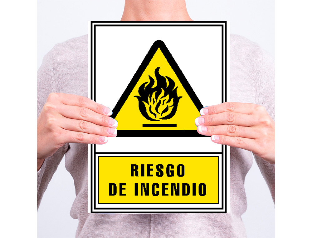 PICTOGRAMA ARCHIVO 2000 RIESGO DE INCENDIO PVC AMARILLO LUMINISCENTE 210X297 MM