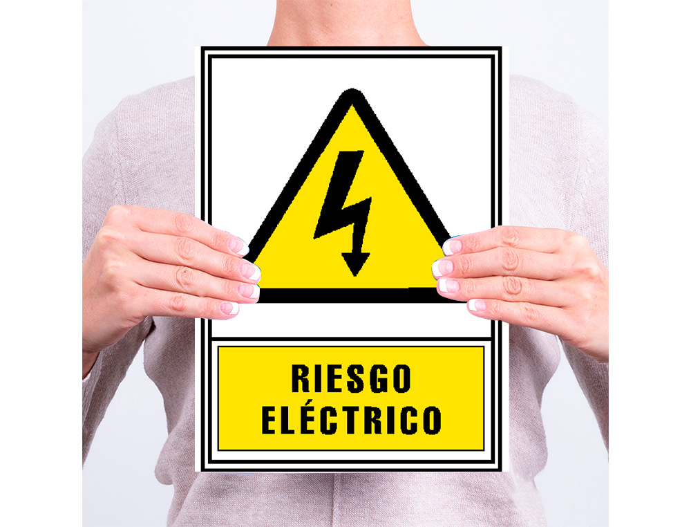 PICTOGRAMA ARCHIVO 2000 RIESGO ELECTRICO PVC AMARILLO LUMINISCENTE 210X297 MM