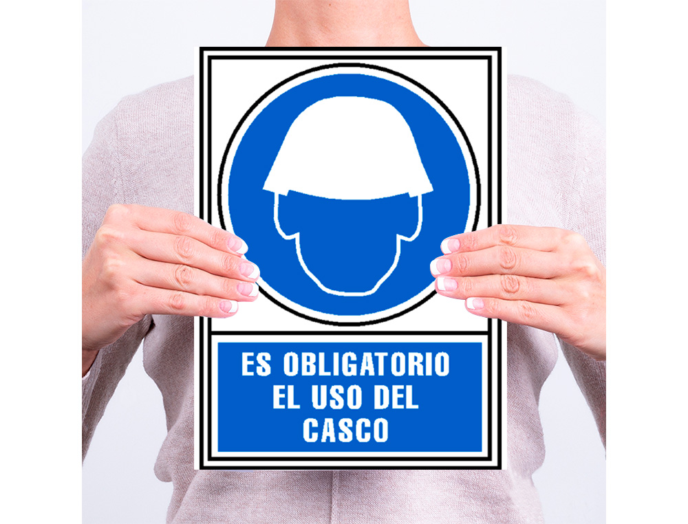 PICTOGRAMA ARCHIVO 2000 OBLIGATORIO USO DE CASCO PVC AZUL LUMINISCENTE 210X297 MM