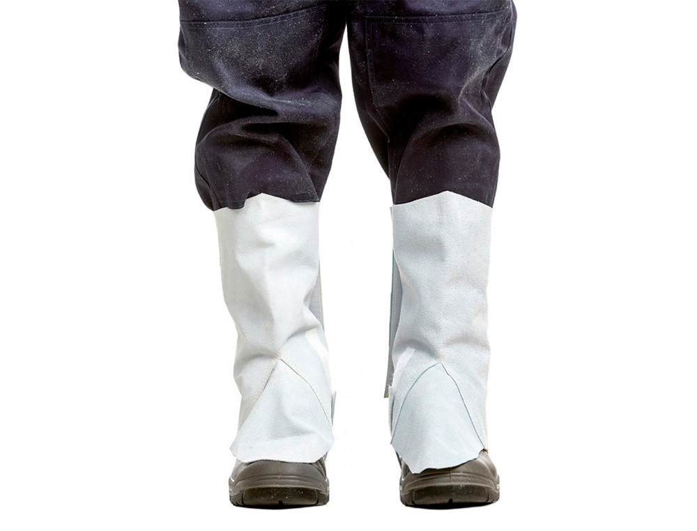 POLAINA PARA SOLDADOR FARU CUERO AL CROMO AJUSTABLE CON VELCRO Y HEBILLA 40 CM