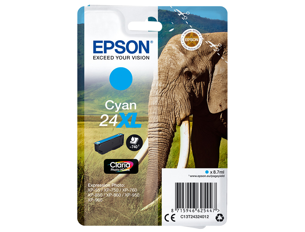 INK-JET EPSON CLARIA PHOTO HD INK CIAN 24XL EXPRESSION PHOTO XP-760/950