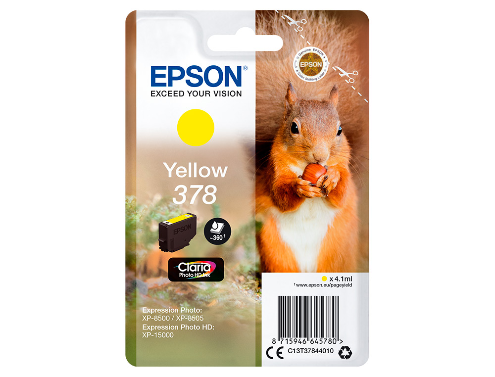 INK-JET EPSON SINGLEPACK AMARILLO 378 CLARIA PHOTO HD INK