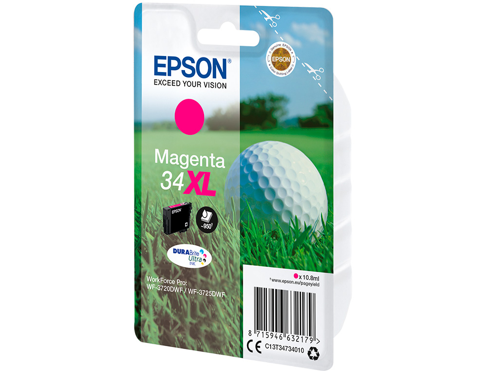INK-JET EPSON WORK FORCE PRO WF-3720DWF/3725DWF MAGENTA 34XL DURABRITE ULTRA INK 950 PAGINAS