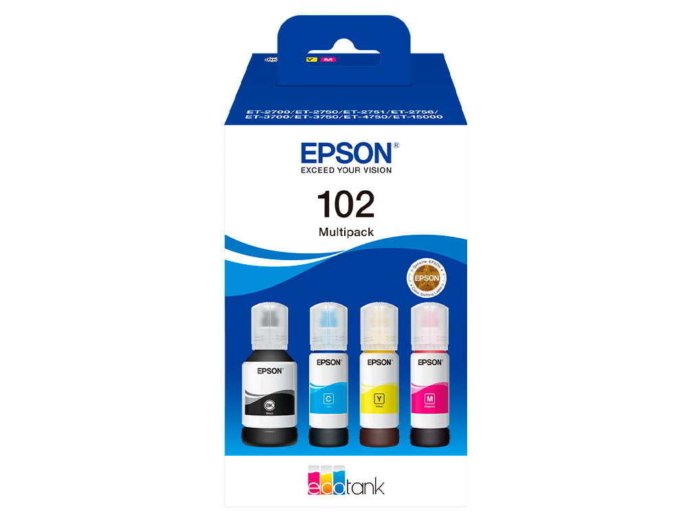 INK-EPSON /102 ECOTANK MULTIPACK BOTELLA INK /ECOTANK ET-2700 / ET-2750 / ET-2751 / ET-2756 / ET-3700 /