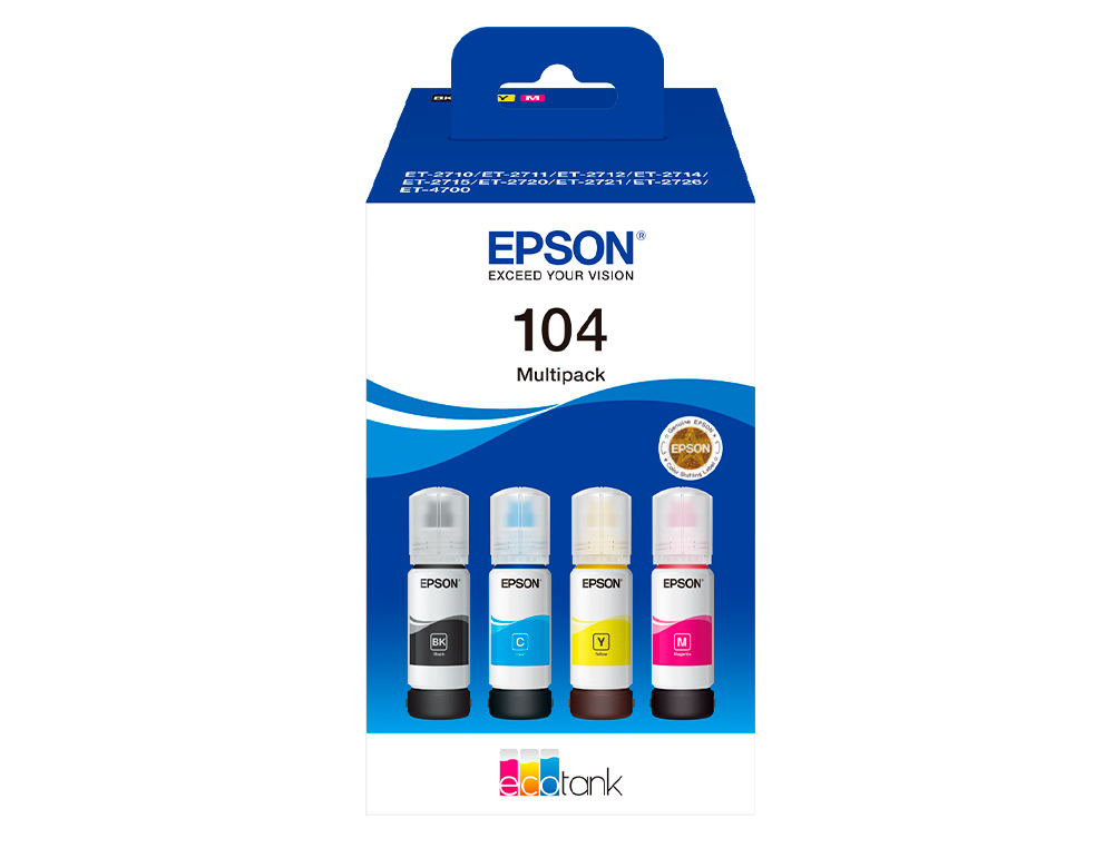 INK-JET EPSON /104 4 CLR MULTIPACK (BK / C / M / Y)/ECOTANK ET-2710 / ET-2711 / ET-2712 / ET-2714 / ET-2715