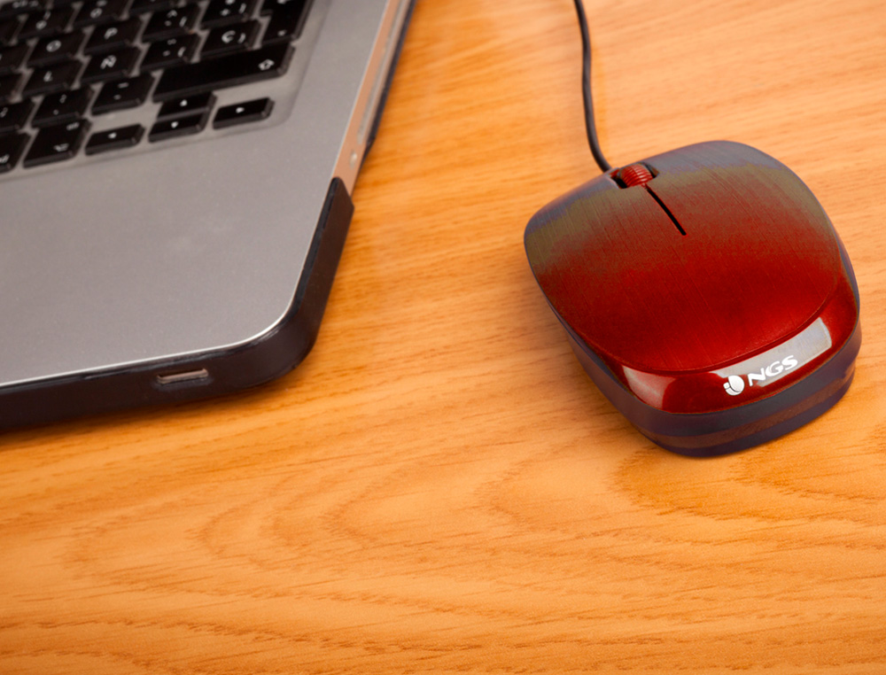 RATON NGS WIRED FLAME OPTICO CON CABLE 1000 DPI AMBIDIESTROS USB COLOR ROJO