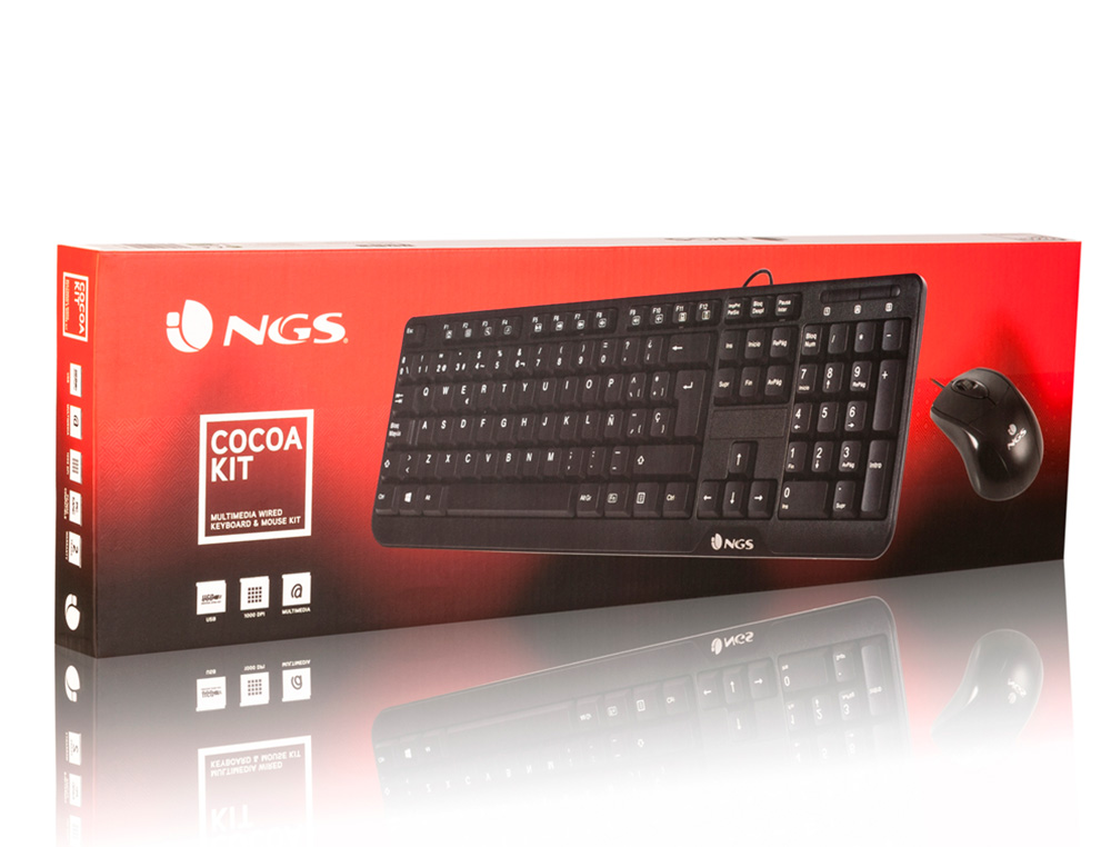 SET TECLADO Y RATON CON CABLE NGS COCOA USB COLOR NEGRO