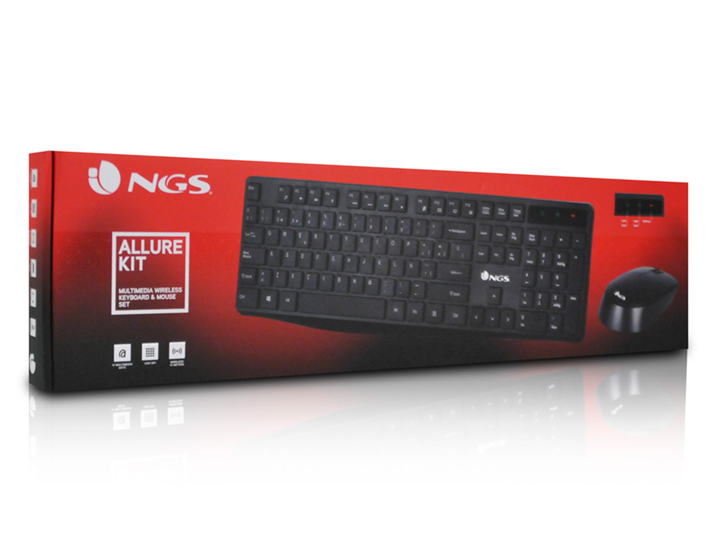 SET TECLADO Y RATON NGS ALLURE MULTIMEDIA INALAMBRICO USB NANO 2,4 GHZ COLOR NEGRO