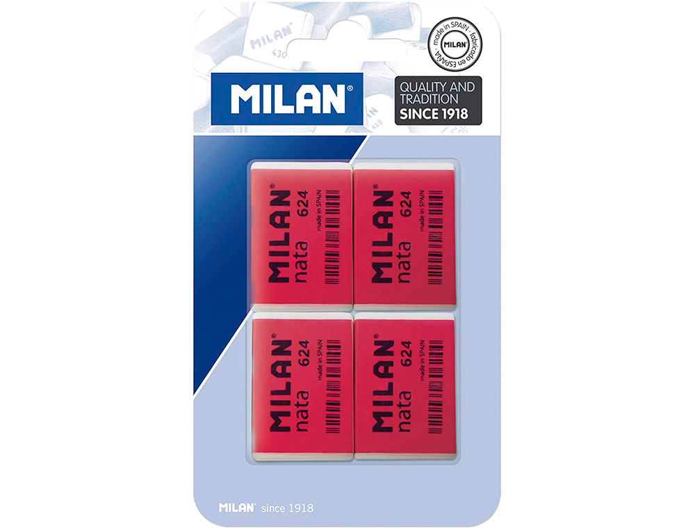 GOMA DE BORRAR MILAN NATA 624 BLISTER DE 4 UNIDADES