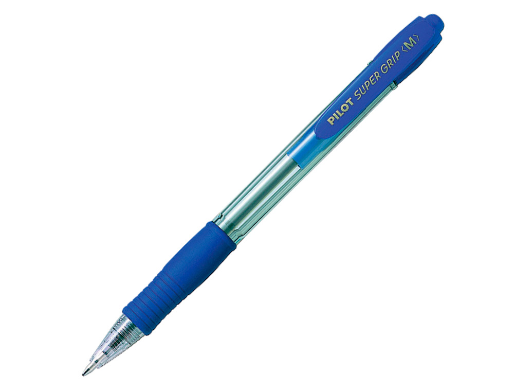 BOLIGRAFO PILOT SUPER GRIP AZUL RETRACTIL SUJECION DE CAUCHO TINTA BASE DE ACEITE EN BLISTER DE 2 UNIDADES