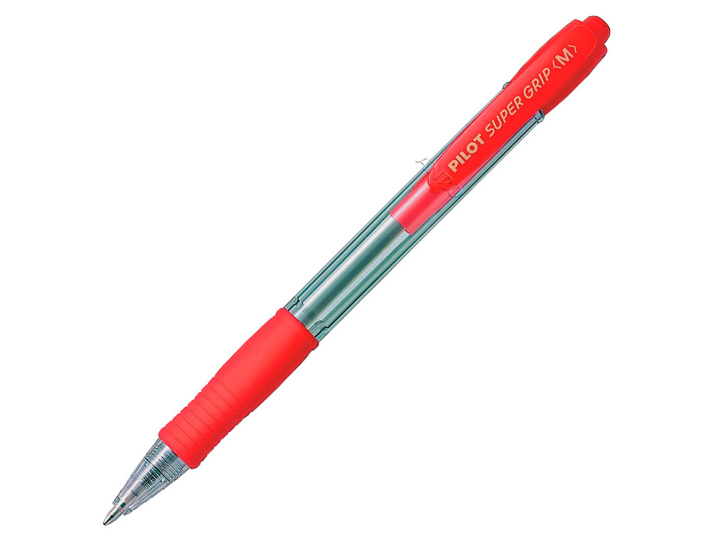 BOLIGRAFO PILOT SUPER GRIP RETRACTIL SUJECION DE CAUCHO TINTA BASE DE ACEITE EN BLISTER 1 AZUL + 1 ROJO