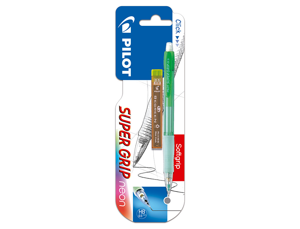 PORTAMINAS PILOT H-185 CUERPO COLOR NEON 0,5 MM + 1 TUBO DE 12 MINAS EN BLISTER