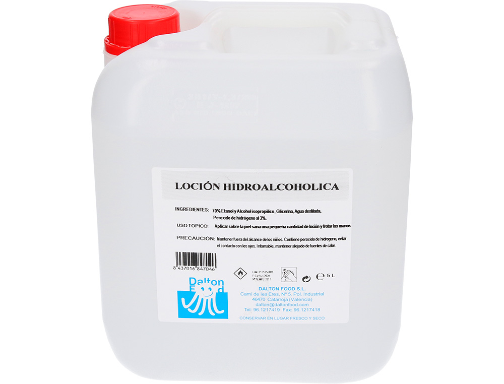 GEL HIDROALCOHOLICO PARA MANOS LIMPIA Y DESINFECTA SIN ACLARADO GARRAFA 5 LITROS