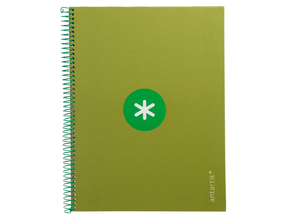 CUADERNO ESPIRAL A4 MICRO ANTARTIK TAPA FORRADA 80H 90 GR CUADRO 5MM 1 BANDA 4 TALADROS VERDE