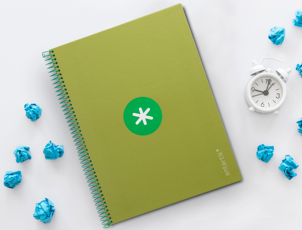 CUADERNO ESPIRAL A4 MICRO ANTARTIK TAPA FORRADA 80H 90 GR CUADRO 5MM 1 BANDA 4 TALADROS VERDE