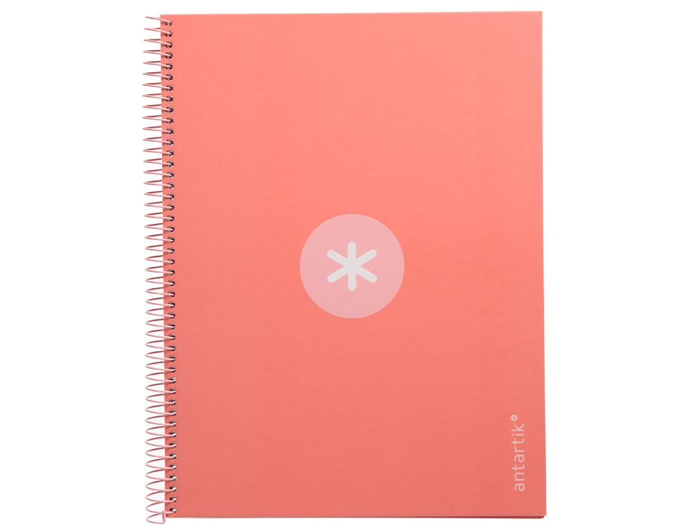 CUADERNO ESPIRAL A4 MICRO ANTARTIK TAPA FORRADA 80H 90 GR CUADRO 5MM 1 BANDA 4 TALADROS ROSA CLARO