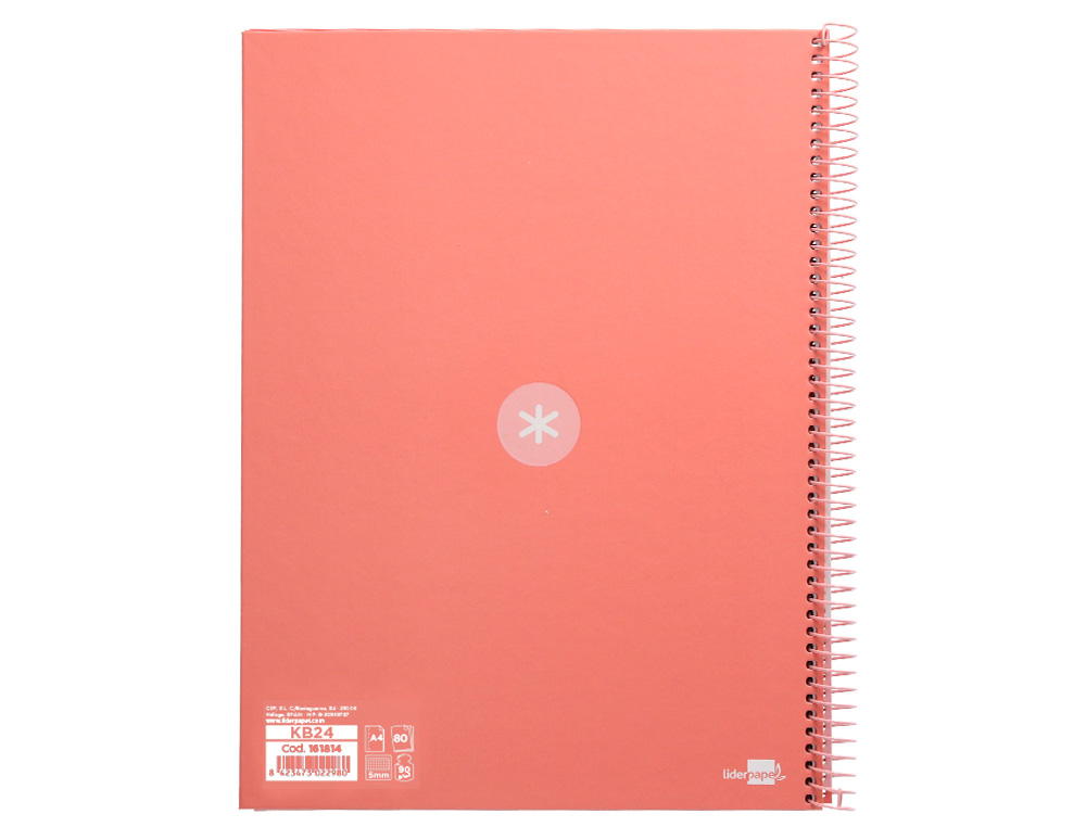 CUADERNO ESPIRAL A4 MICRO ANTARTIK TAPA FORRADA 80H 90 GR CUADRO 5MM 1 BANDA 4 TALADROS ROSA CLARO