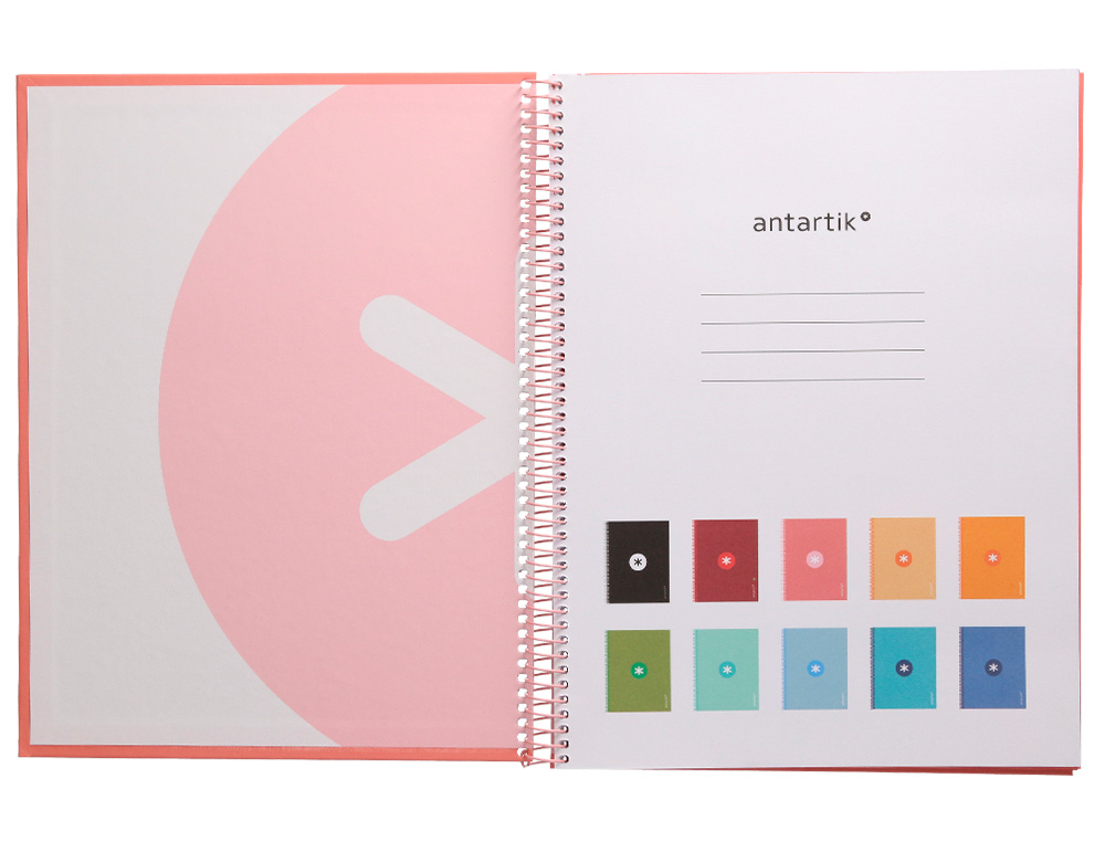 CUADERNO ESPIRAL A4 MICRO ANTARTIK TAPA FORRADA 80H 90 GR CUADRO 5MM 1 BANDA 4 TALADROS ROSA CLARO