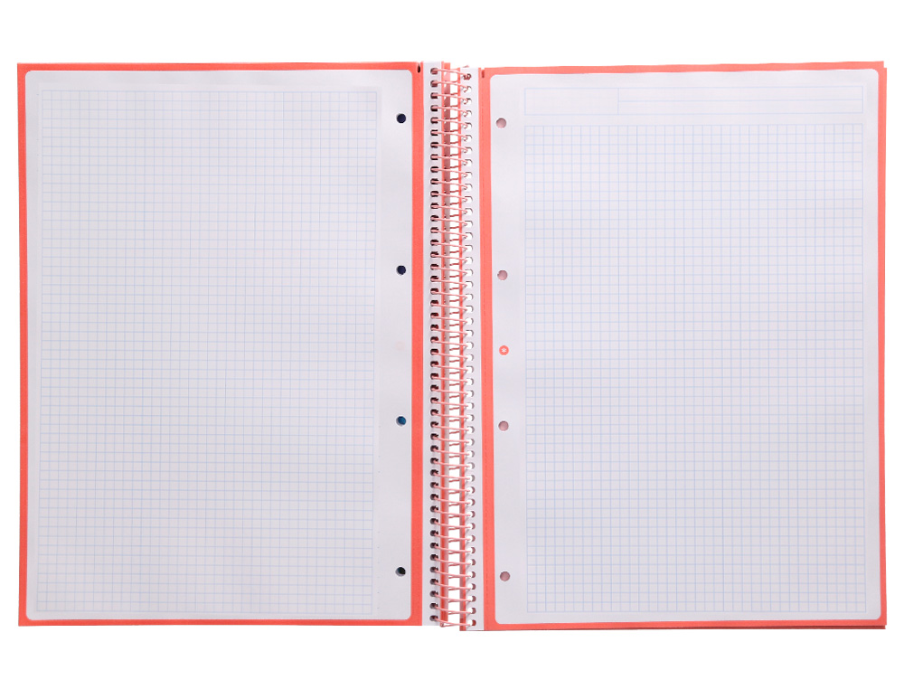 CUADERNO ESPIRAL A4 MICRO ANTARTIK TAPA FORRADA 80H 90 GR CUADRO 5MM 1 BANDA 4 TALADROS ROSA CLARO