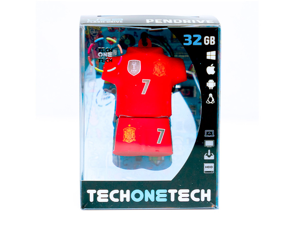 MEMORIA USB TECH ON TECH SELECCION FUTBOL ESPAÑA MUNDIAL BRASIL 32 GB