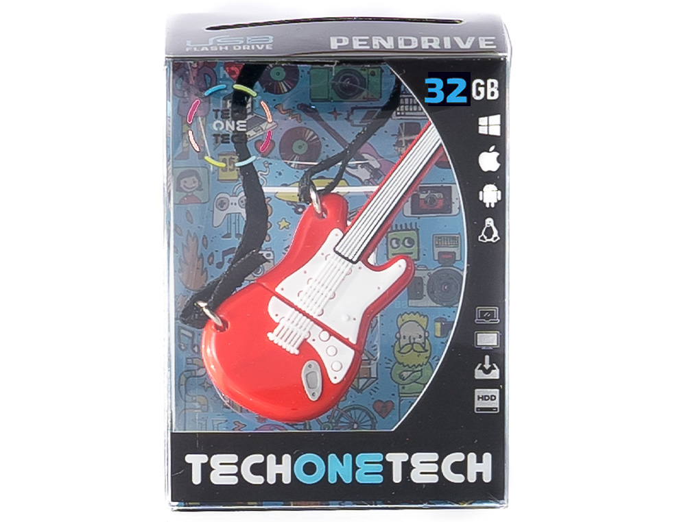 MEMORIA USB TECH ON TECH GUITARRA RED ONE 32 GB