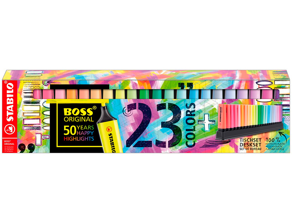 ROTULADOR STABILO BOSS FLUORESCENTE 70 DESKSET ESTUCHE DE 23 UNIDADES COLORES SURTIDOS