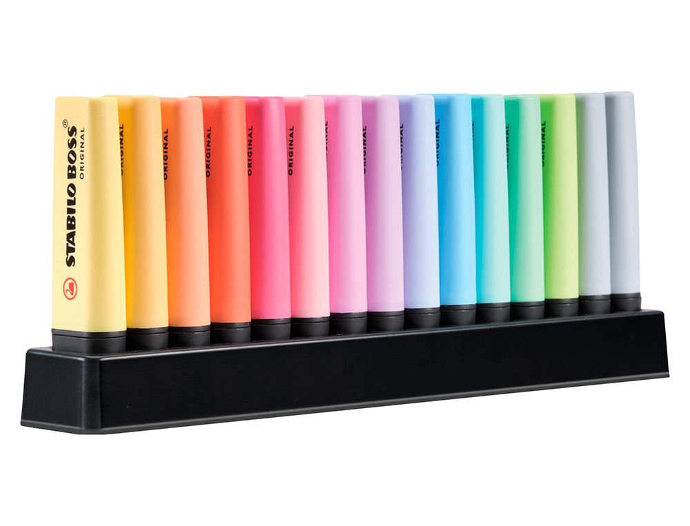 ROTULADOR STABILO BOSS FLUORESCENTE 70 PASTEL DESKSET ESTUCHE DE 15 UNIDADES COLORES SURTIDOS
