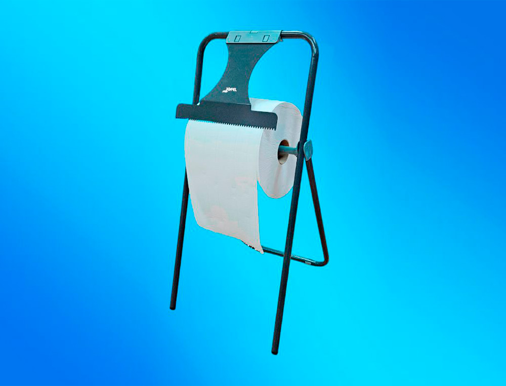PORTABOBINA INDUSTRIAL JOFEL METALICO SUELO CON SIERRA DE CORTE PARA BOBINAS DE HASTA 500 M 850X418X445 MM