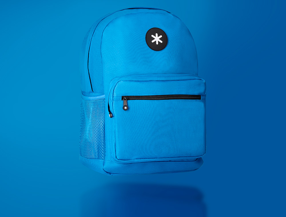 MOCHILA ANTARTIK CON ASA Y BOLSILLO FRONTAL CON CREMALLERA COLOR AZUL 320X140X430 MM