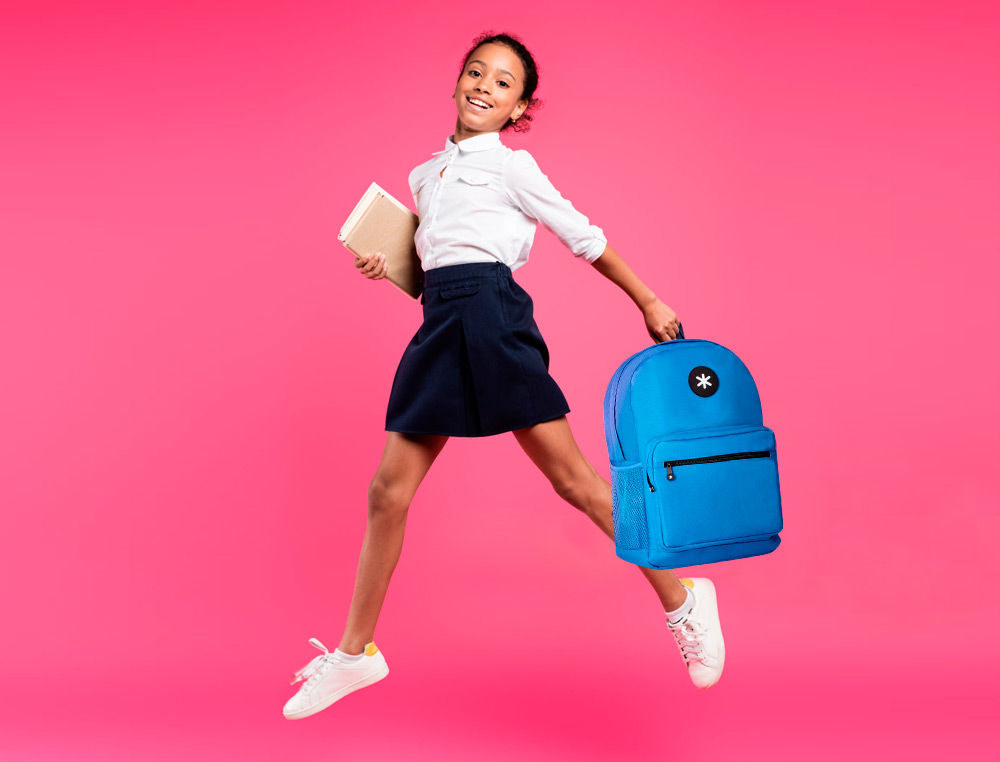 MOCHILA ANTARTIK CON ASA Y BOLSILLO FRONTAL CON CREMALLERA COLOR AZUL 320X140X430 MM