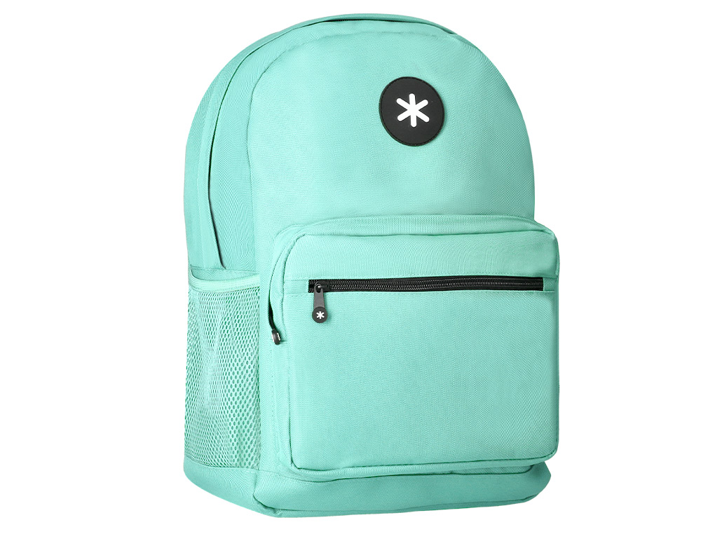 MOCHILA ANTARTIK CON ASA Y BOLSILLO FRONTAL CON CREMALLERA COLOR VERDE MENTA 320X140X430 MM