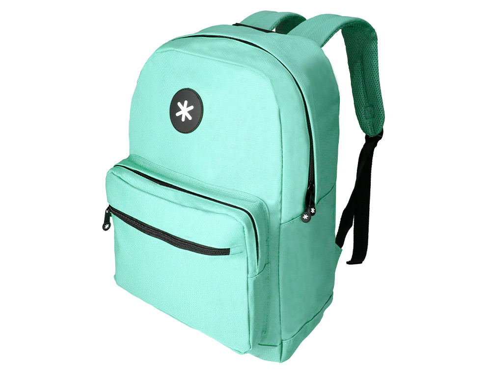 MOCHILA ANTARTIK CON ASA Y BOLSILLO FRONTAL CON CREMALLERA COLOR VERDE MENTA 320X140X430 MM