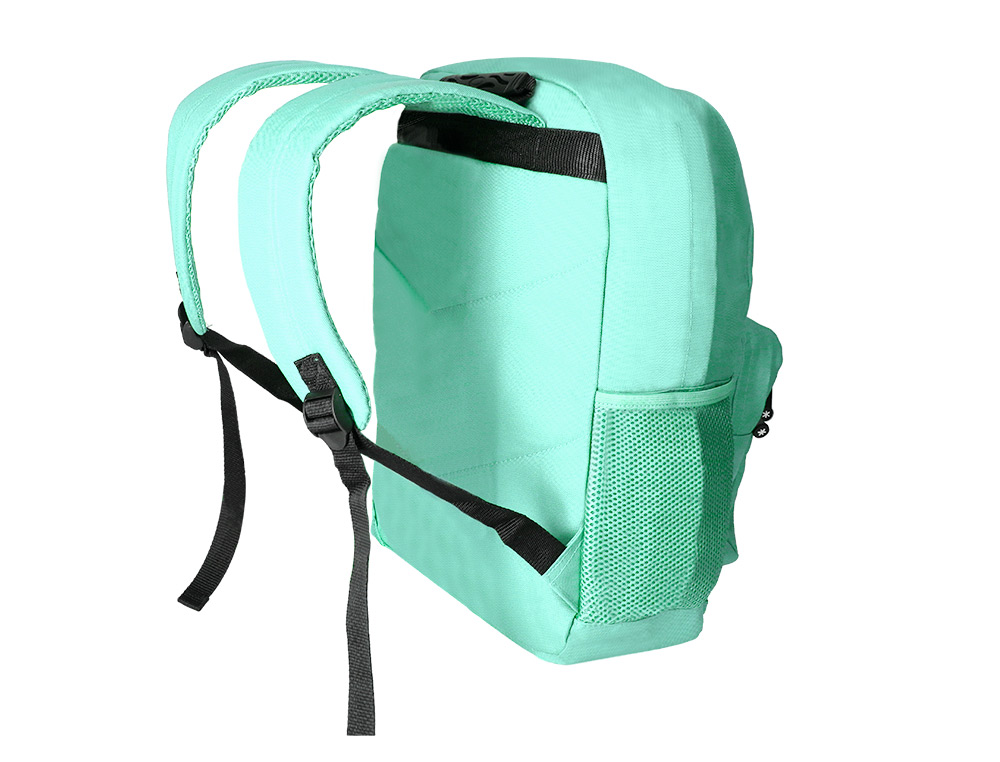MOCHILA ANTARTIK CON ASA Y BOLSILLO FRONTAL CON CREMALLERA COLOR VERDE MENTA 320X140X430 MM