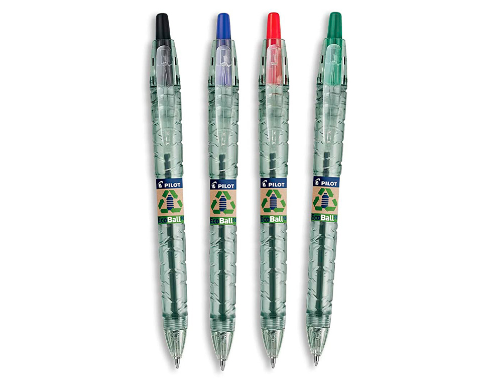 BOLIGRAFO PILOT ECOBALL PLASTICO RECICLADO EXPOSITOR DE 60 UNIDADES COLORES SURTIDOS + 10 BOLIGRAFOS