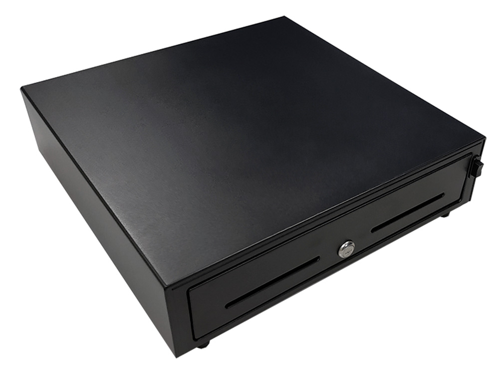 CAJON PORTAMONEDAS 8 MONEDEROS 5 BILLETEROS CON LLAVE MANUALNEGRO 410X415X110 MM