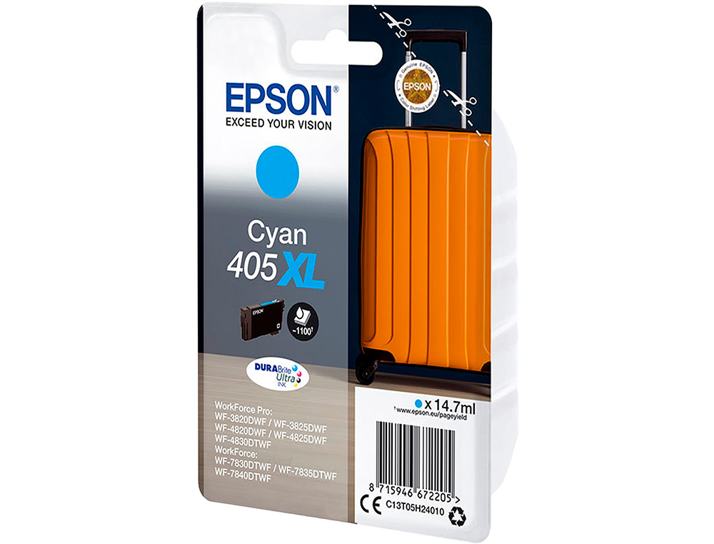 INK-JET EPSON 405 XL WF-3820DWF / WF-4820DWF / WF-7830DTWF / WF-7840DTWF ALTA CAPACIDAD CIAN