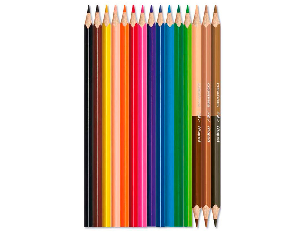 LAPICES DE COLORES MAPED COLOR PEPS WORLD CAJA DE 12 COLORES SURTIDOS + 3 DUO TONOS DE PIEL