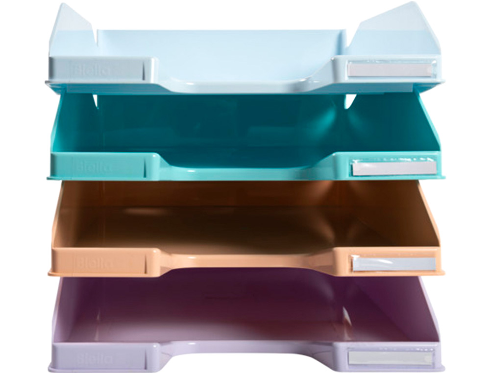 BANDEJA SOBREMESA EXACOMPTA PLASTICO AQUAREL SET DE 4 BANDEJAS COMBO MIDI COLORES PASTEL 346X225X243 MM