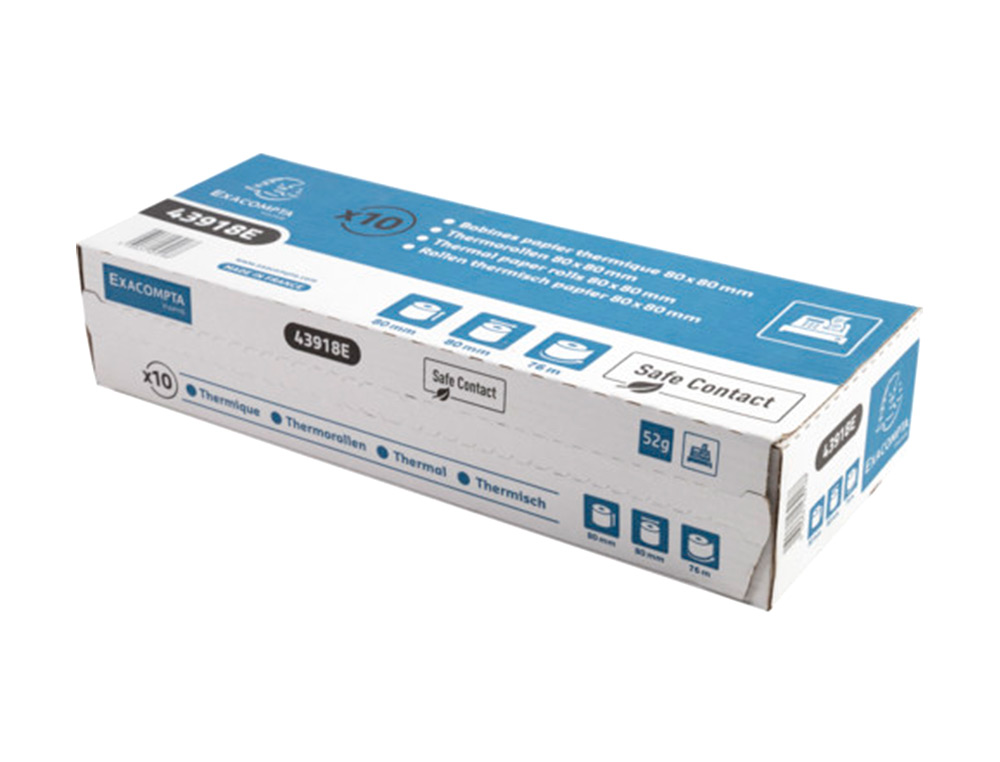 ROLLO SUMADORA EXACOMPTA SAFE CONTACT TERMICO 80 MM X 80 MM 52 G/M2