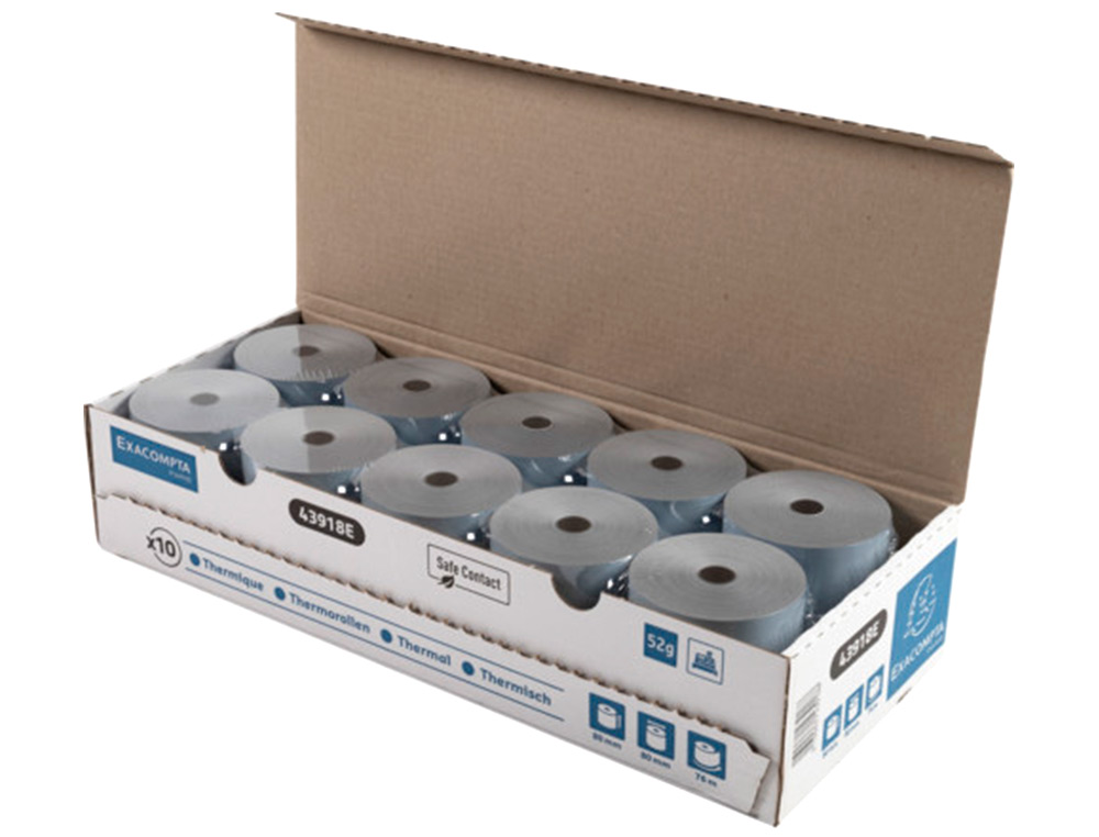 ROLLO SUMADORA EXACOMPTA SAFE CONTACT TERMICO 80 MM X 80 MM 52 G/M2