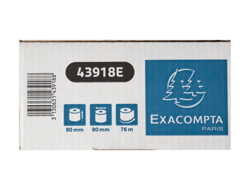 ROLLO SUMADORA EXACOMPTA SAFE CONTACT TERMICO 80 MM X 80 MM 52 G/M2
