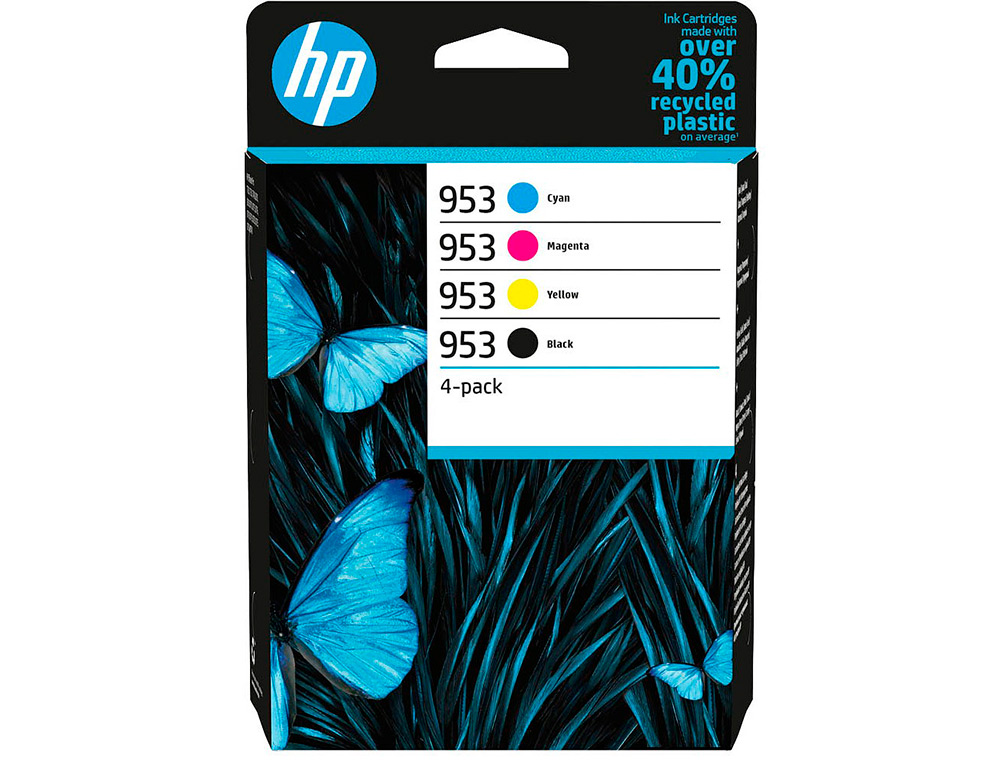 INK-JET HP 953 BK/CMY 6ZC69AE MULTIPACK NEGRO/ CIAN / MAGENTA / AMARILLO. NEGRO 900 PAG. Y COLORES 630 PAG.