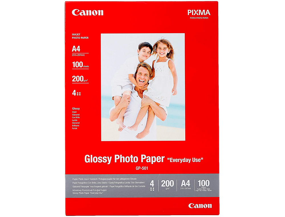 PAPEL FOTOGRAFICO CANON PIXMA BRILLO DIN A4 200G/M2 INK-JET PAQUETE DE 100 HOJAS
