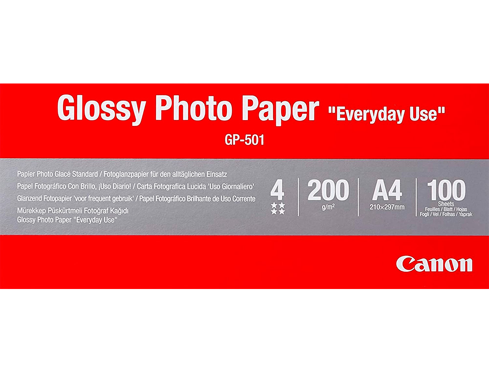 PAPEL FOTOGRAFICO CANON PIXMA BRILLO DIN A4 200G/M2 INK-JET PAQUETE DE 100 HOJAS