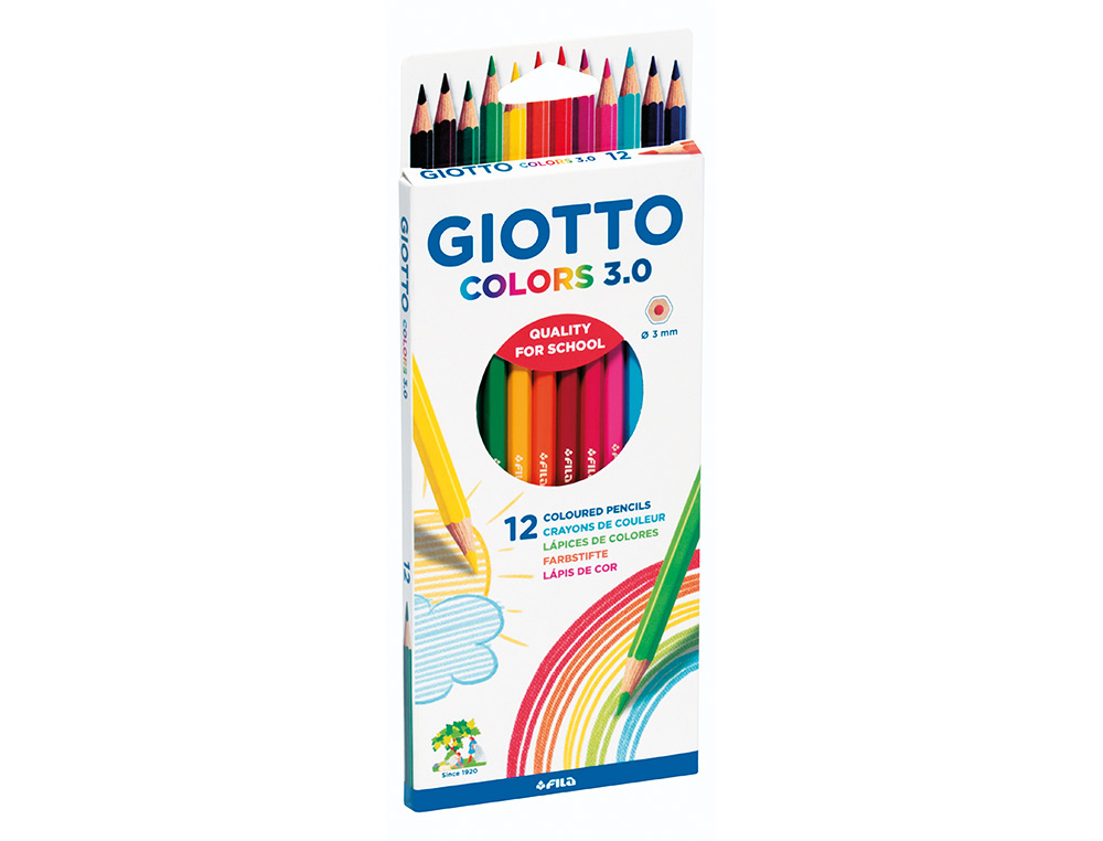 LAPICES DE COLORES GIOTTO COLORS 3.0 MINA 3 MM CAJA DE 12 COLORES SURTIDOS